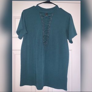 BLUE LACE UP TOP SIZE SMALL